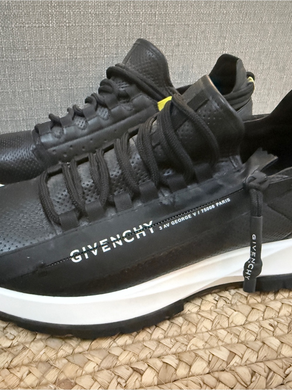 Givenchy Black Spectre Sneakers with White Sole and Yellow Accent